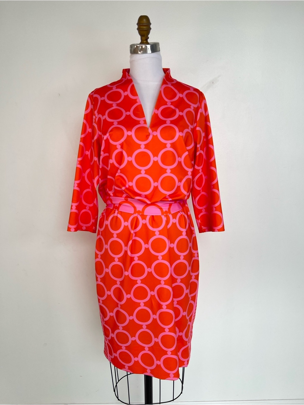 EUC! Gretchen Scott So Sexy Dress - Dip & Dot Orange/Pink Dress XL
